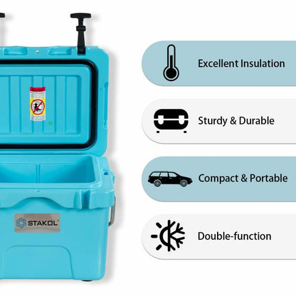 16 Quart 24-Can Capacity Portable Insulated Ice Cooler with 2 Cup Holders - Discount Msrp 