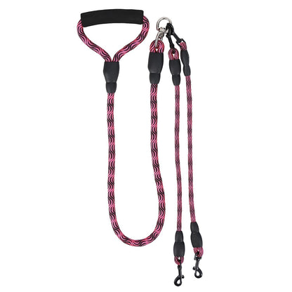 Double Dogs Leash No-Tangle Dogs Lead Reflective Dogs Walking Leash w/ Swivel Coupler Padded Handle - Discount Msrp 