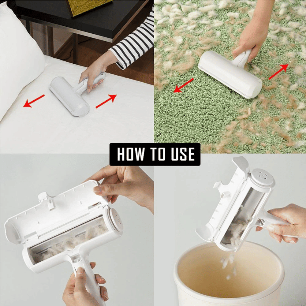 Pet Hair Roller Remover Lint Brush 2-Way Dog Cat Comb Tool Convenient Cleaning Dog Cat Fur Brush Base Home Furniture Sofa Clothe XH - Discount Msrp 