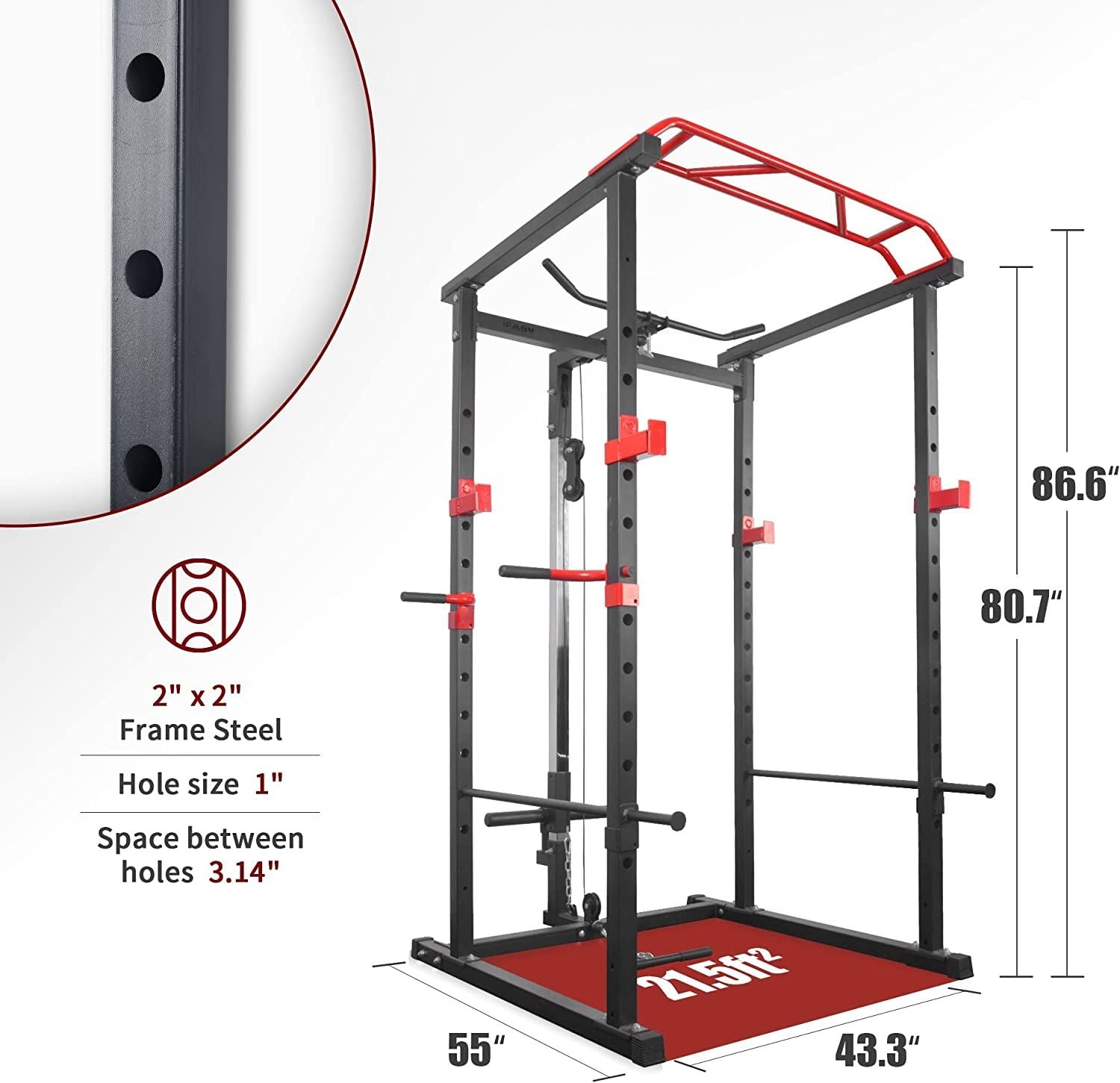 Multi-functional Power Cage,Home Adjustable Pullup Squat Rack 1000Lbs Capacity Comprehensive Fitness Barbell Rack - Discount Msrp 