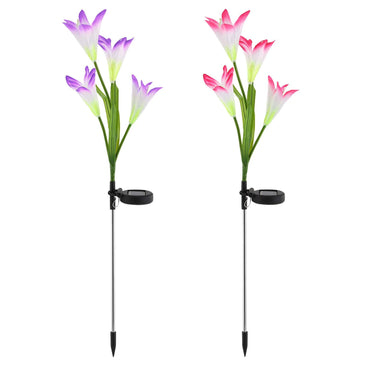 2Pcs Solar Garden Lights Outdoor Lily Flower LED Light 7-Color Changing IP65 Waterproof for Festival Decorations - Discount Msrp 