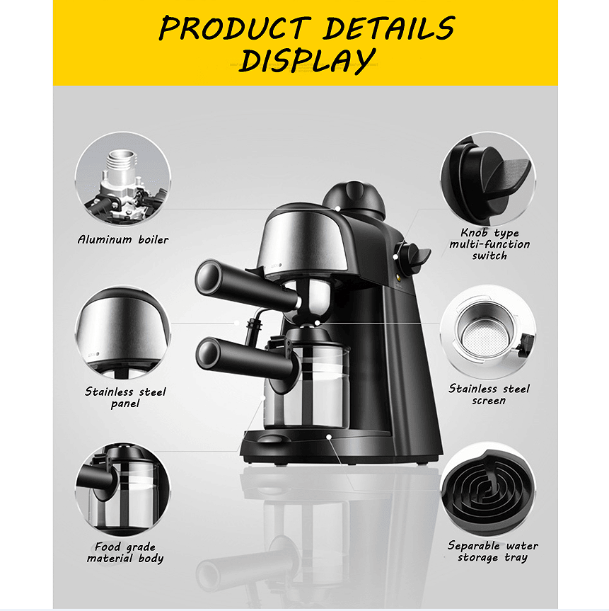 PSCM6810 3.5bar Steam Epresso Machine 4 cup Epresso Machine Epresso cappuccino coffee home compact espresso machine - Discount Msrp 