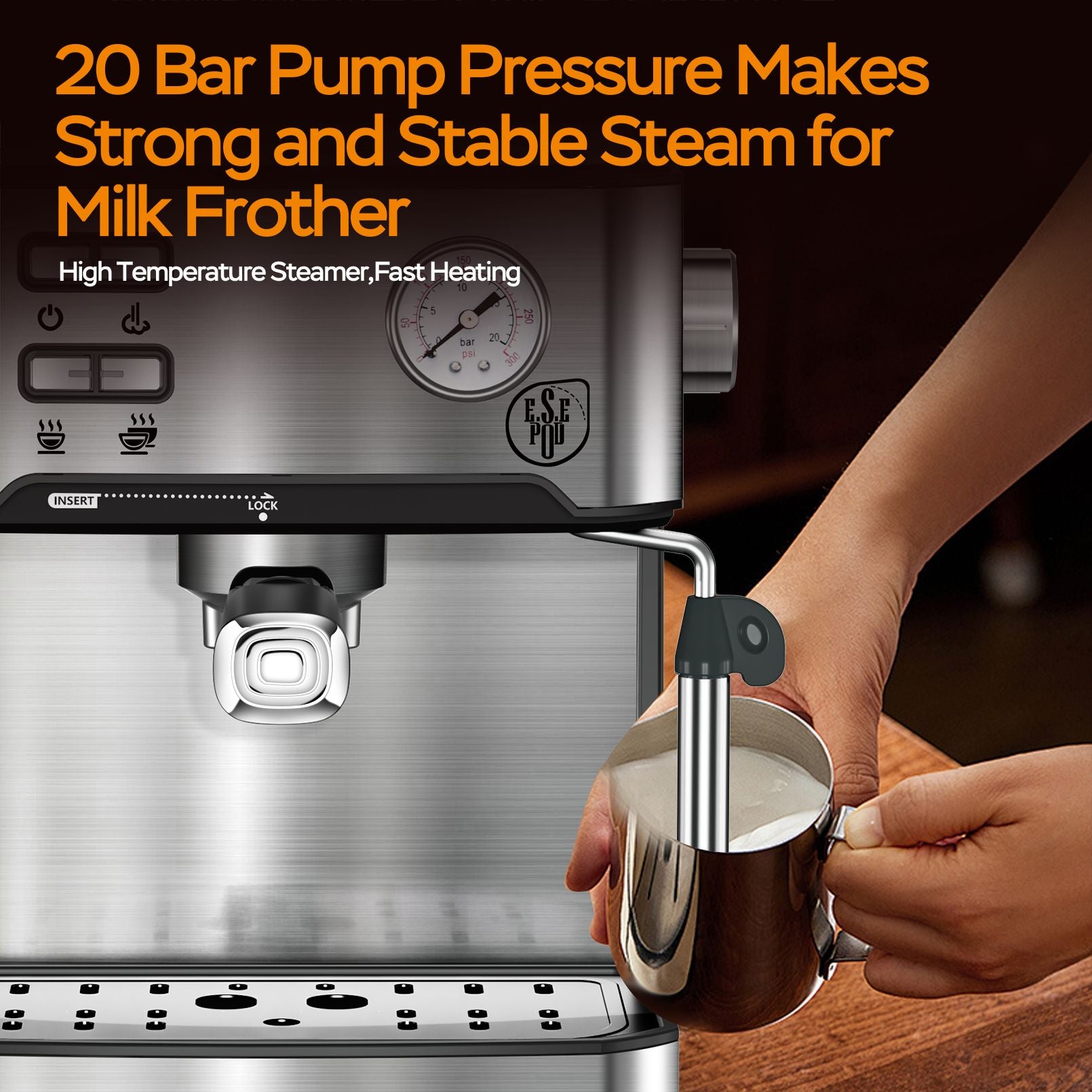PlumChef Espresso Machine 20 Bar Professional Compact Household Coffee Espresso Maker with Milk Frother Steam Wand Pressure Gauge 54oz Water Tank Low Noise and Fast Coffee Machine for Cappuccino Latte - Discount Msrp 