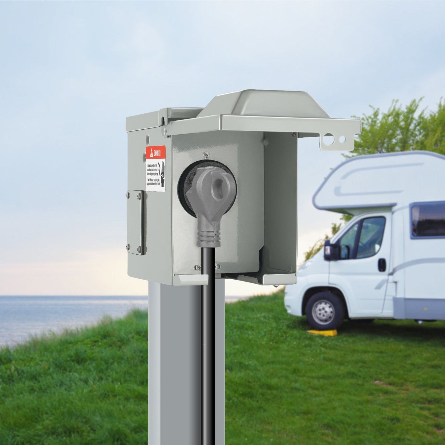 VEVOR 30 Amp RV Power Outlet Box, 125/250 Volt, Enclosed Lockable Outdoor RV Receptacle Box, NEMA TT-30R Weatherproof Electrical Panel, for RV Camper Trailer Motorhome Tested to UL Standards - Discount Msrp 