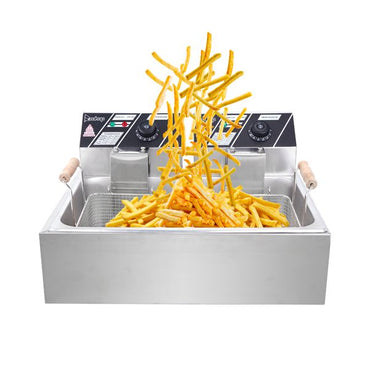 [Replace the old encoding 82308600]Eh83O 110V Oil Consumption 12.7Qt/12L Oil Pan Total Capacity 23.26Qt/22L Stainless Steel Large Single-Cylinder Electric Fryer 5000W Max - Discount Msrp 