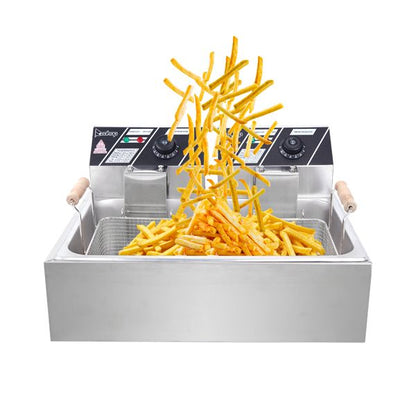 [Replace the old encoding 82308600]Eh83O 110V Oil Consumption 12.7Qt/12L Oil Pan Total Capacity 23.26Qt/22L Stainless Steel Large Single-Cylinder Electric Fryer 5000W Max - Discount Msrp 