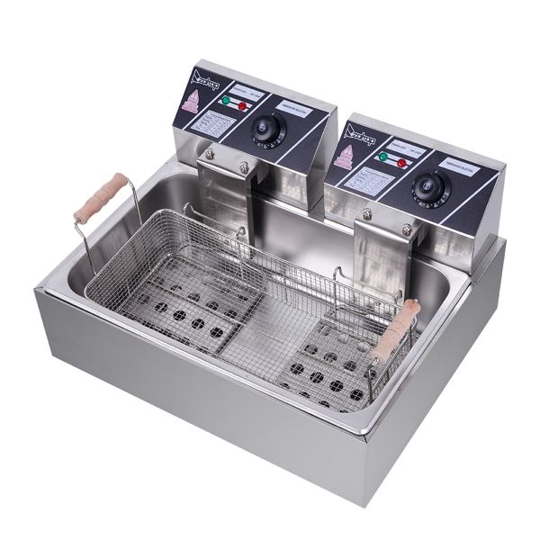 [Replace the old encoding 82308600]Eh83O 110V Oil Consumption 12.7Qt/12L Oil Pan Total Capacity 23.26Qt/22L Stainless Steel Large Single-Cylinder Electric Fryer 5000W Max - Discount Msrp 