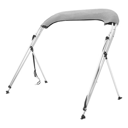 VEVOR 3 Bow Bimini Top Boat Cover, 900D Polyester Canopy with 1" Aluminum Alloy Frame, Waterproof and Sun Shade, Includes Storage Boot, 4 Straps, 2 Support Poles, 6'L x 46"H x 61"-66"W, Light Grey - Discount Msrp 