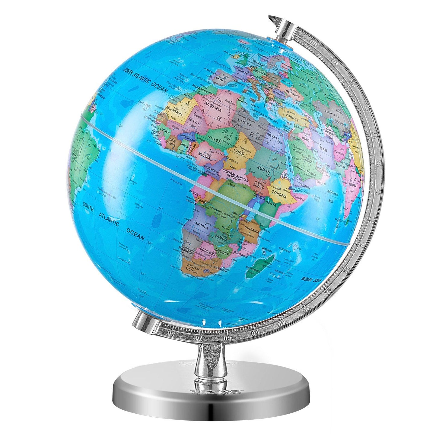 VEVOR Rotating World Globe with Stand, 8 in/203.2 mm, Educational Geographic Globe with Precise Time Zone ABS Material, 360° Spinning Globe for Kids Children Learning Classroom Geography Education - Discount Msrp 