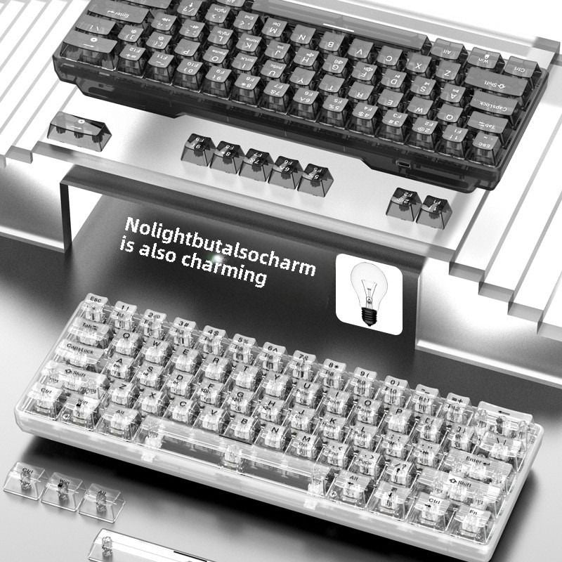 Wired Mechanical Keyboard Transparent Hot Swap Illuminated Office Gaming Gaming Mini Keyboard - Discount Msrp 