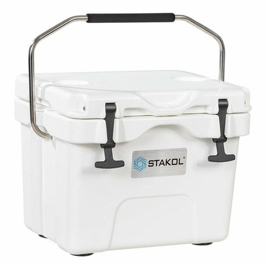 16 Quart 24-Can Capacity Portable Insulated Ice Cooler with 2 Cup Holders - Discount Msrp 