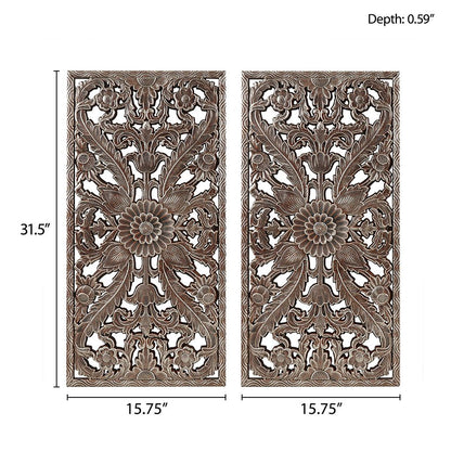 Distressed Carved Wood 2-piece Wall Decor Set - Discount Msrp 