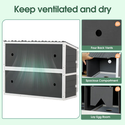 Nesting Boxes for Chickens, Wooden Chicken Nesting Box, 8 Compartments Egg Laying Boxes for Hens, Ducks and Poultry with Rollout Eggs Collection, PVC Roofing and Foldable Perches, 47"Lx26.4"Wx35.4"H - Discount Msrp 