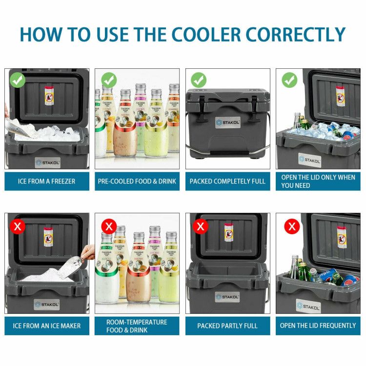 16 Quart 24-Can Capacity Portable Insulated Ice Cooler with 2 Cup Holders - Discount Msrp 