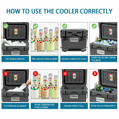 16 Quart 24-Can Capacity Portable Insulated Ice Cooler with 2 Cup Holders - Discount Msrp 
