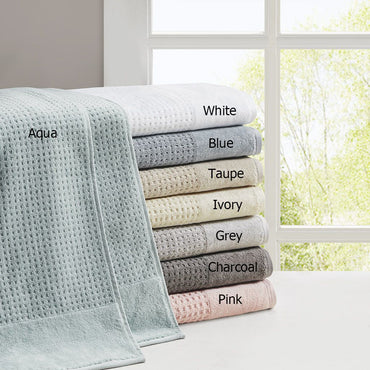 Cotton Waffle Jacquard Antimicrobial Bath Towel 6 Piece Set - Discount Msrp 