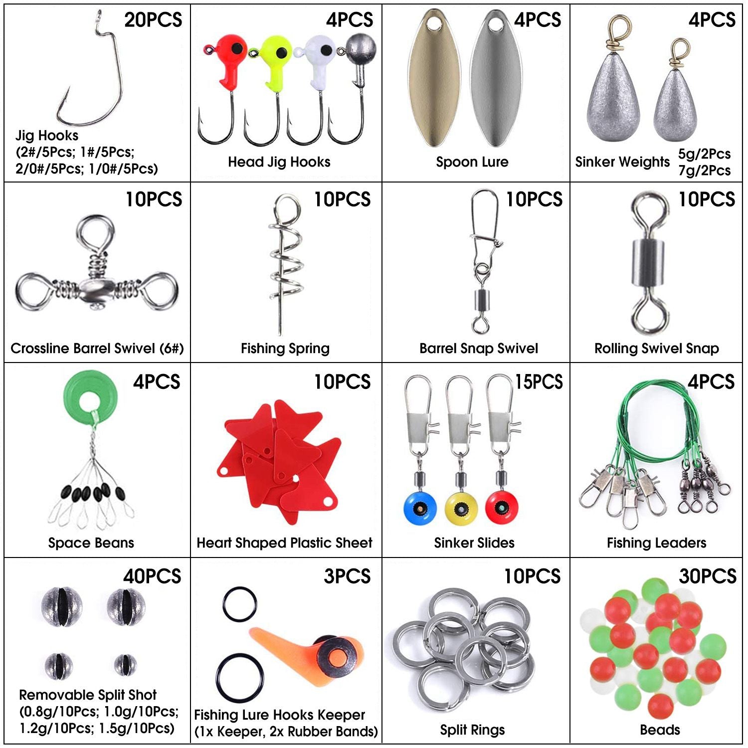188Pcs Fishing Accessory Kit Portable Fishing Set Including Jig Hooks Sinker Weights Spoon Lure - Discount Msrp 