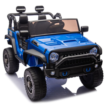 24V Two-Seater Kids Ride On Truck Car W/Parents Control,200w*2,Seat width 20.28in,Four-wheel Suspension,LED Lights,Music,MP3,Bluetooth,Two independent seat belts,Suitable for off-road For Kids Aged 3+ - Discount Msrp 