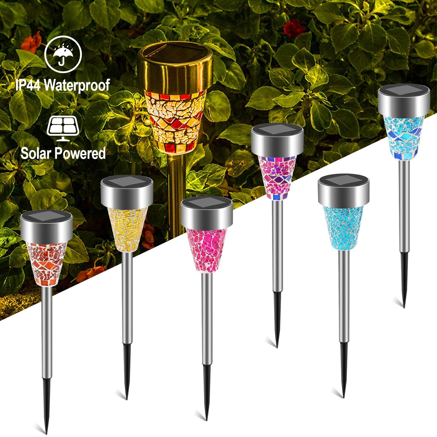 6Packs Solar Garden Lights Outdoor Solar Pathway Lights IP44 Water-resistant Landscape Lights 8Hrs Lawn Lamps for Yard Driveway Walkway - Discount Msrp 