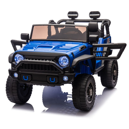 24V Two-Seater Kids Ride On Truck Car W/Parents Control,200w*2,Seat width 20.28in,Four-wheel Suspension,LED Lights,Music,MP3,Bluetooth,Two independent seat belts,Suitable for off-road For Kids Aged 3+ - Discount Msrp 