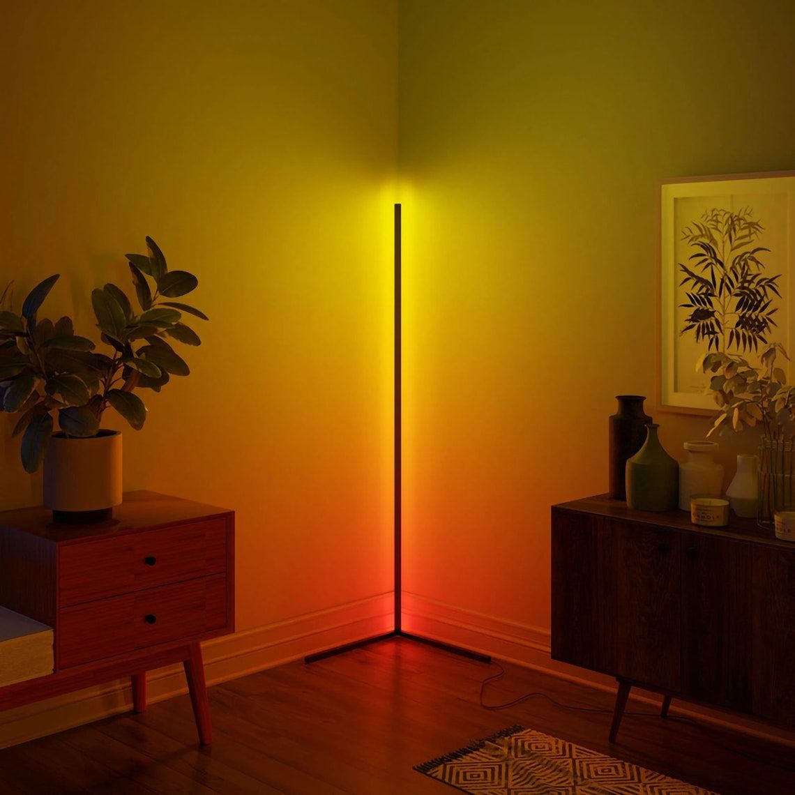 RGBCW Corner Floor Lamp, Minimalist Style Floor Lamp, Bedside Lamp, Reading stading Lamp, Ambient night lights - Discount Msrp 