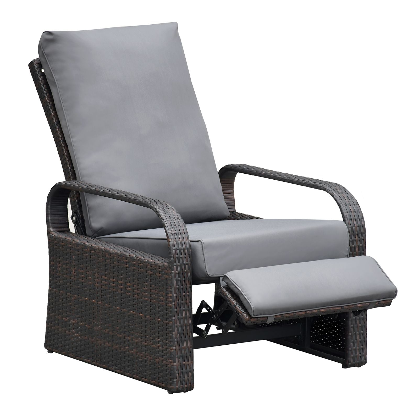 Outdoor Recliner Chair; Automatic Adjustable Wicker Lounge Recliner Chair with 5.12'' Thicken Cushion - Discount Msrp 