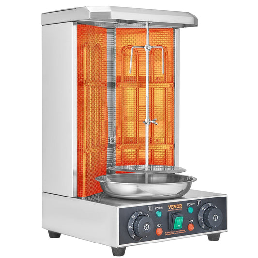 VEVOR Shawarma Grill Machine, 13 lbs Capacity, Chicken Shawarma Cooker Machine with 2 Burners, Electric Vertical Broiler Gyro Rotisserie Oven Doner Kebab Machine, for Home Restaurant Kitchen Parties - Discount Msrp 