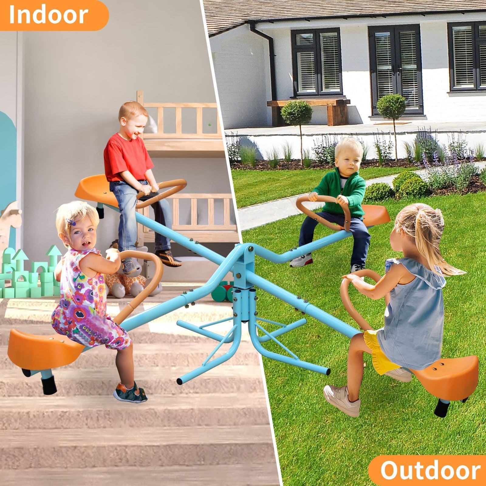 Outdoor Kids Spinning Seesaw Sit and Spin Teeter Totter Outdoor Playground Equipment Swivel Teeter Totter for Backyard - Discount Msrp 