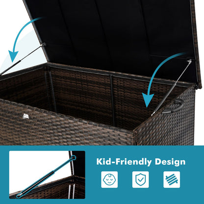120 Gal. Outdoor Wicker Storage Box Waterproof, Resin Rattan Deck Box for Patio Garden Furniture, Outdoor Cushion Storage - Discount Msrp 
