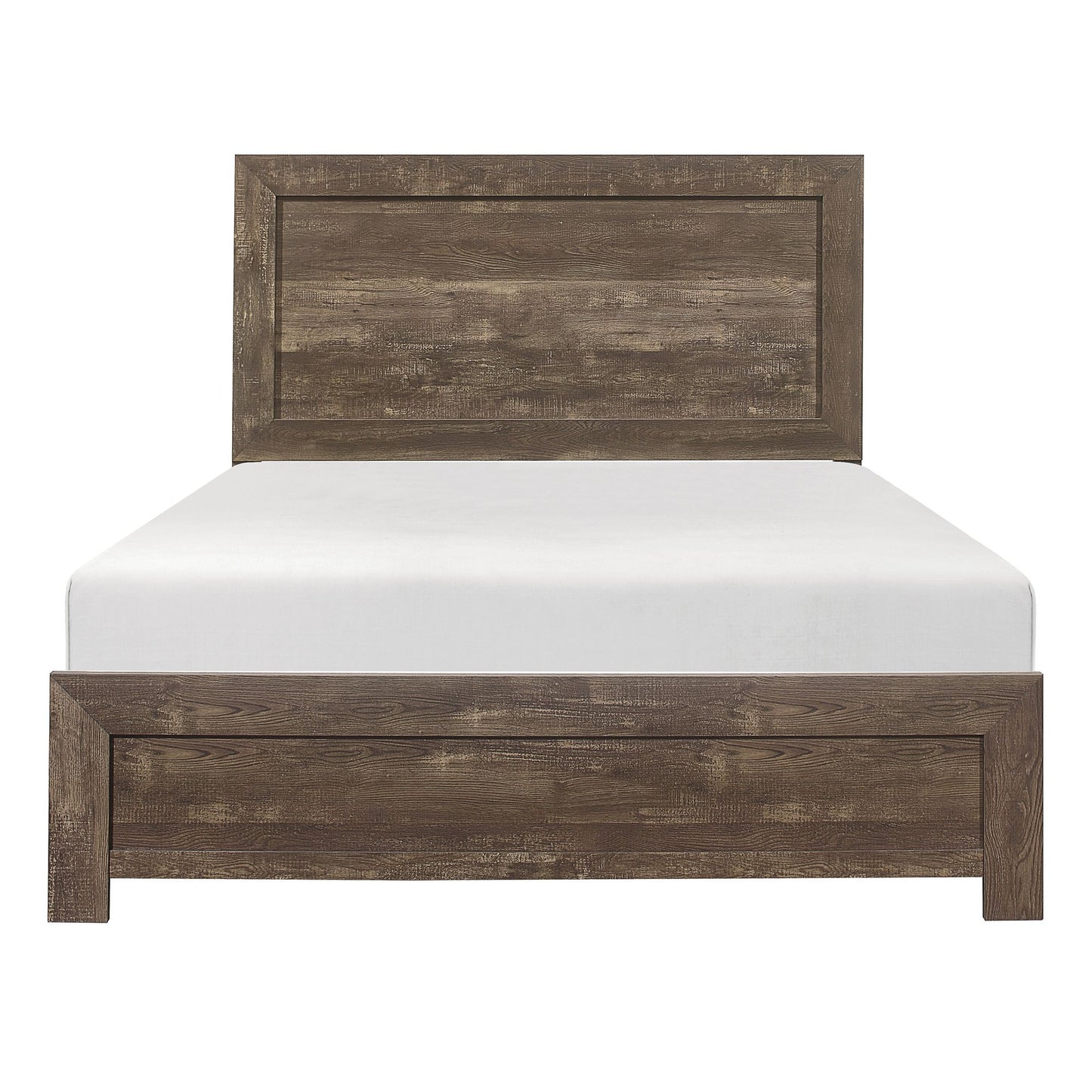 Rustic Brown Finish Full Size Panel Bed Wooden Bedroom Furniture 1pc, Bed in a Box - Discount Msrp 