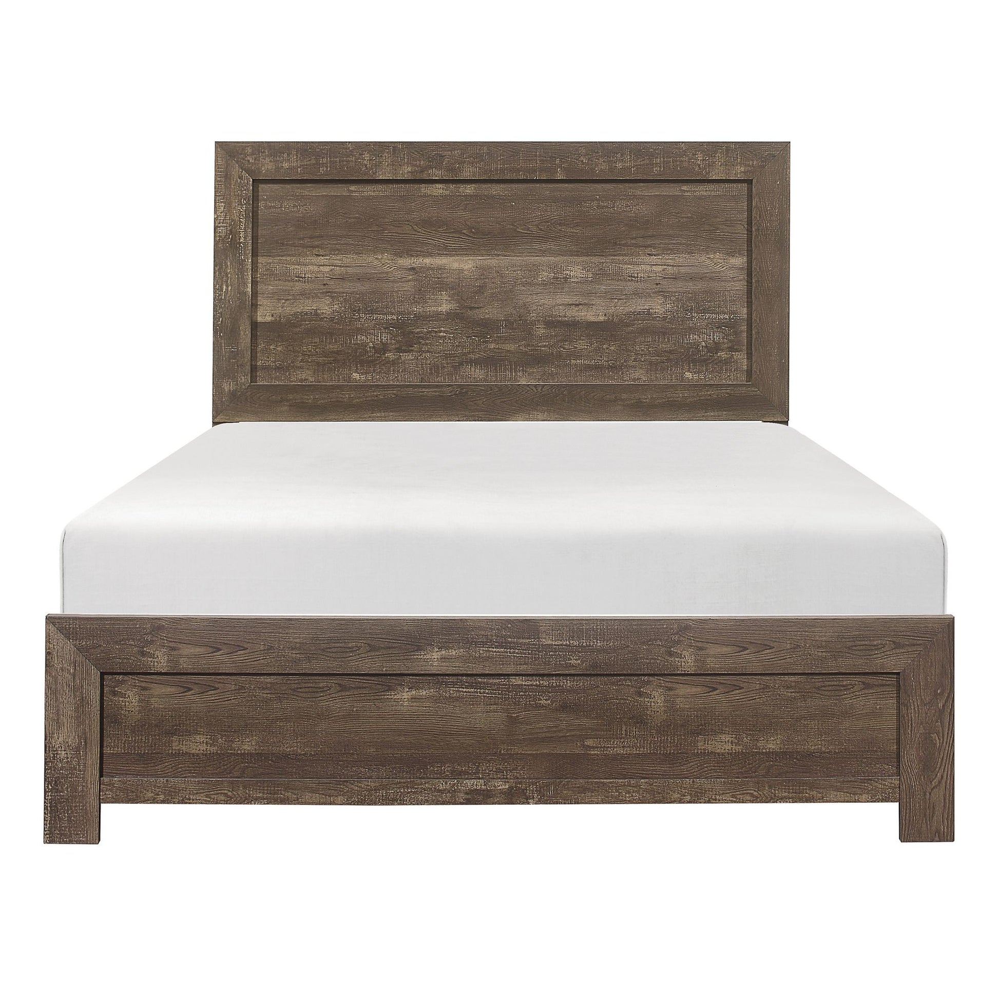 Rustic Brown Finish Full Size Panel Bed Wooden Bedroom Furniture 1pc, Bed in a Box - Discount Msrp 