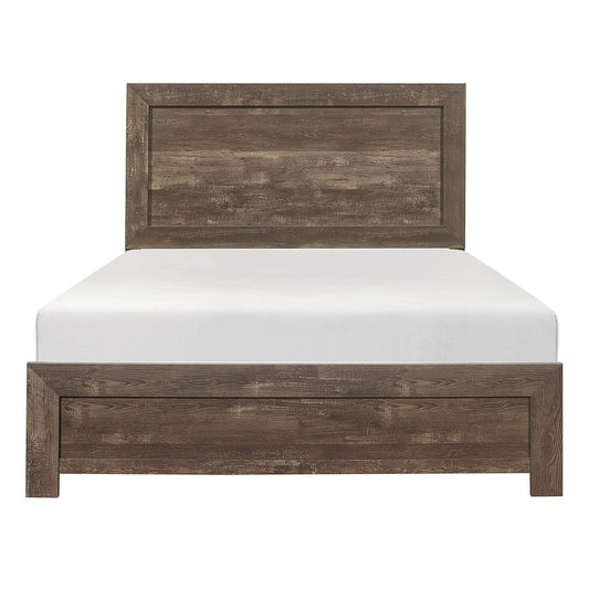 Rustic Brown Finish Full Size Panel Bed Wooden Bedroom Furniture 1pc, Bed in a Box - Discount Msrp 
