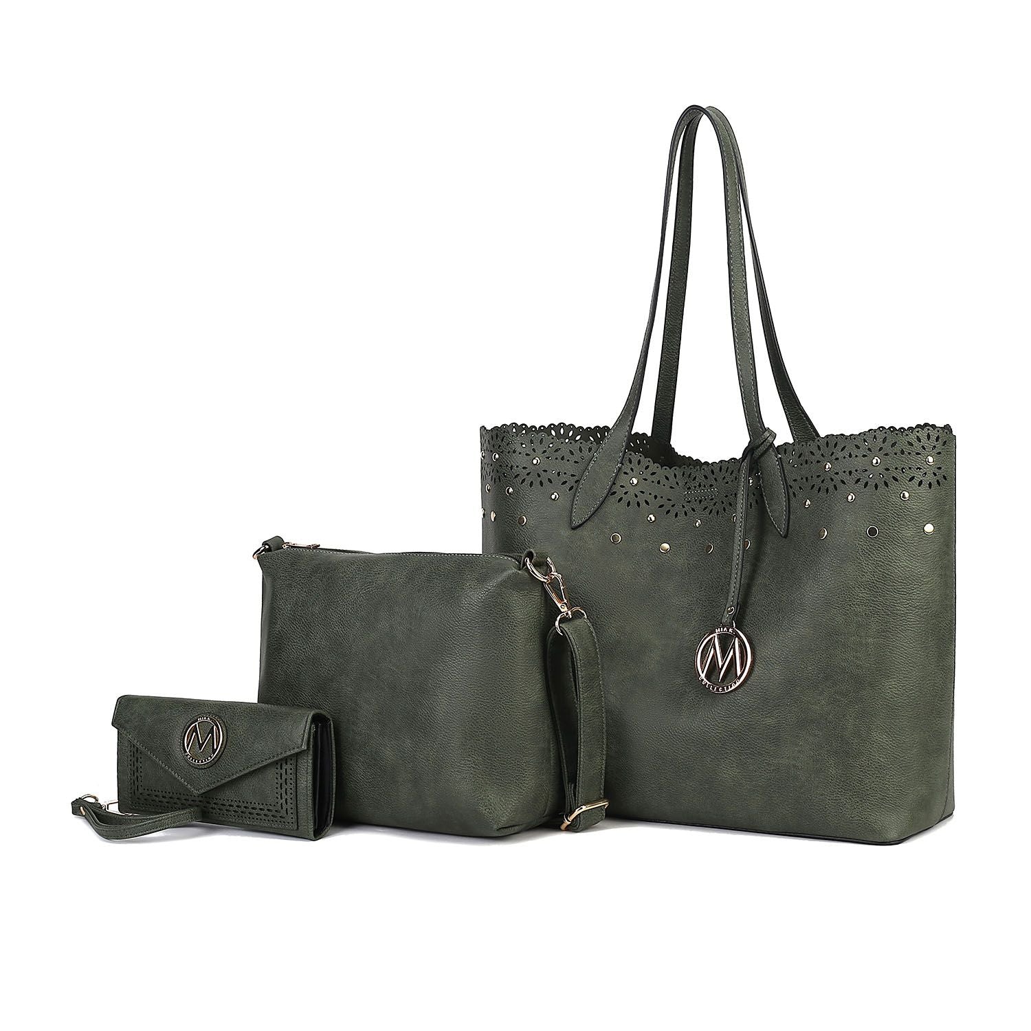 MKF Collection Mariahna 3 PCS Shopper Tote, Cross and Wallet Handbag by Mia K - Discount Msrp 