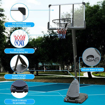 Use for Outdoor Height Adjustable 7.5 to 10ft Basketball Hoop 44 Inch Backboard Portable Basketball Goal System with Stable Base and Wheels - Discount Msrp 