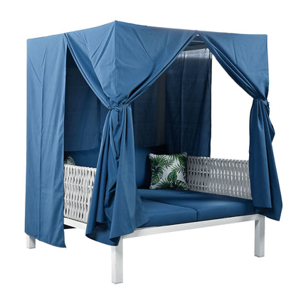 Outdoor Patio Sunbed with Curtains, High Comfort, Suitable for Multiple Scenarios - Discount Msrp 