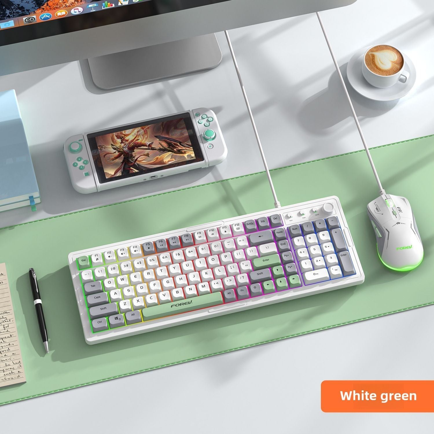 Wired luminous keyboard and mouse Q908 gaming mechanical feel game luminous suspended keyboard and mouse set - Discount Msrp 