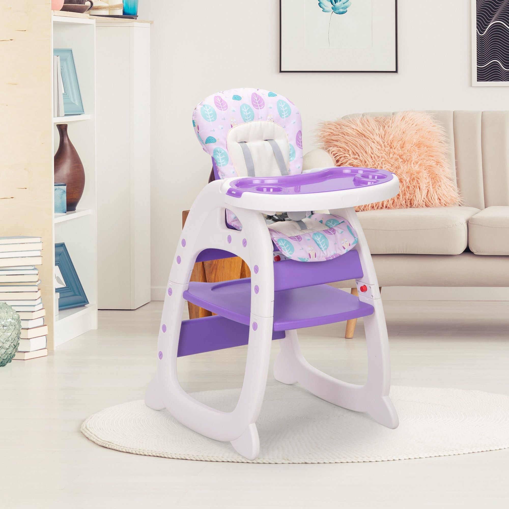 Multipurpose Adjustable Highchair,Children's dining chair for Baby Toddler Dinning Table with Feeding Tray and 5-Point Safety Buckle XH - Discount Msrp 