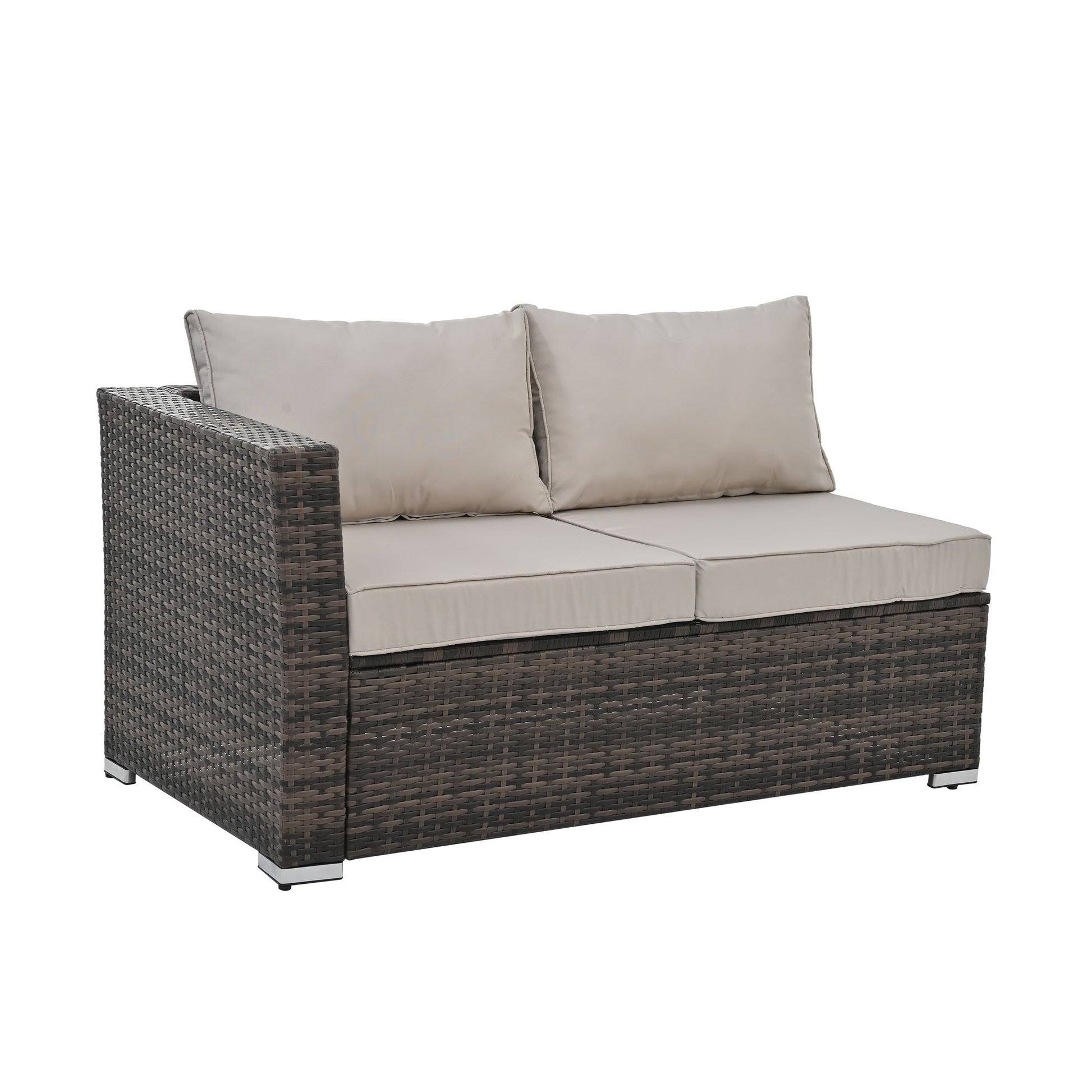 Patio Furniture, Outdoor Furniture, Seasonal PE Wicker Furniture, 4 Set Wicker Furniture With Tempered Glass Coffee Table - Discount Msrp 