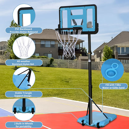 Use for Outdoor Height Adjustable 4.8 to 7.7ft Basketball Hoop 28 Inch Backboard Portable Basketball Goal System with Stable Base and Wheels - Discount Msrp 