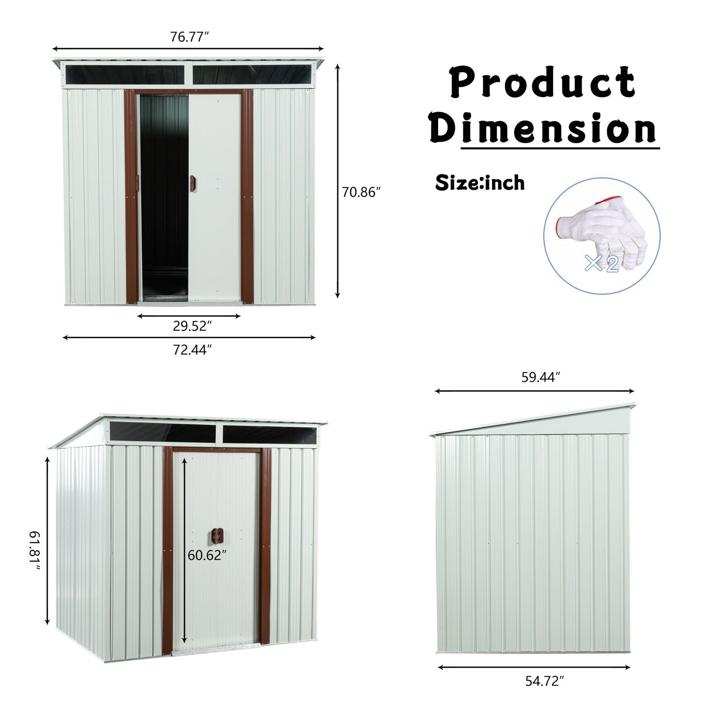 6ft x 5ft Outdoor Metal Storage Shed White - Discount Msrp 