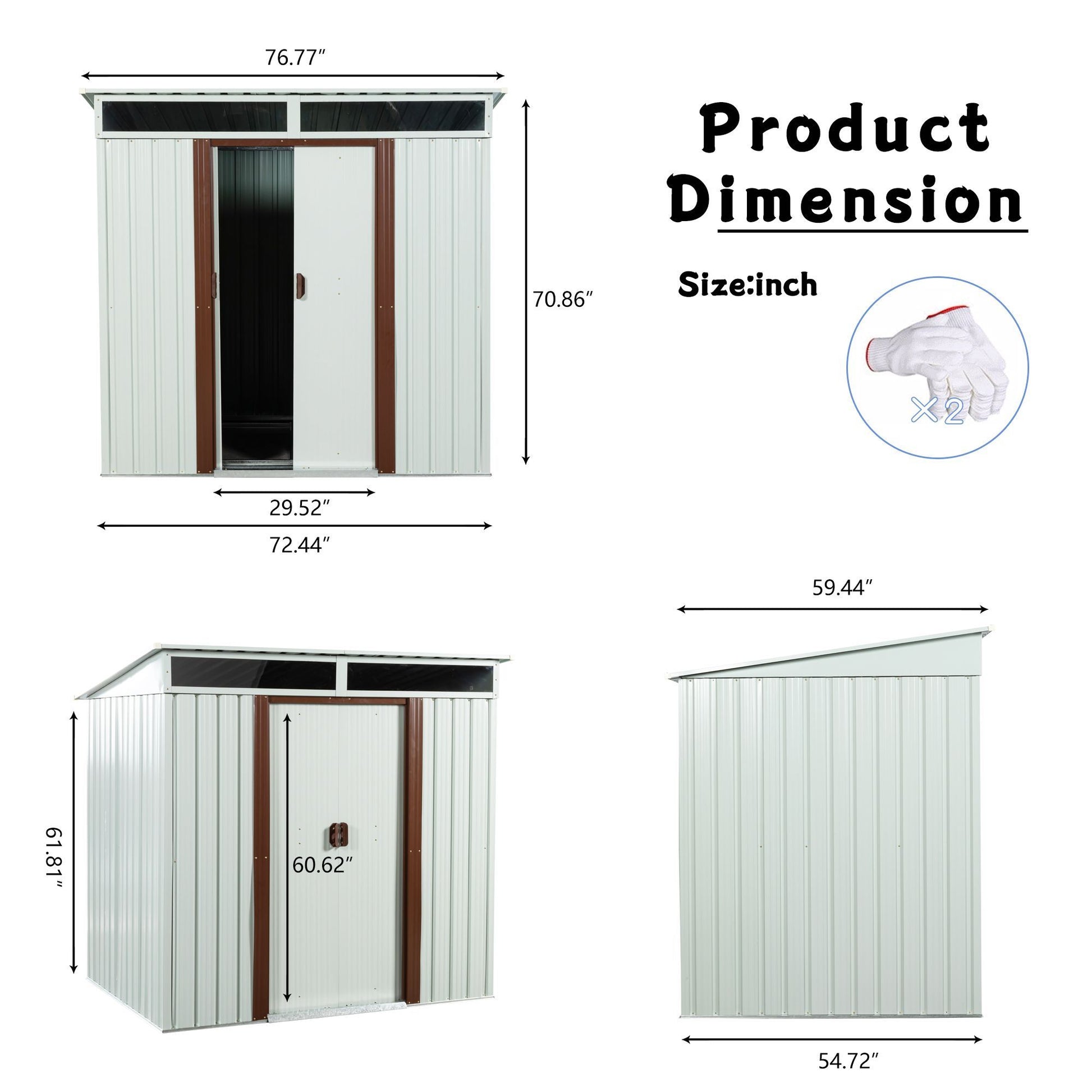 6ft x 5ft Outdoor Metal Storage Shed White - Discount Msrp 