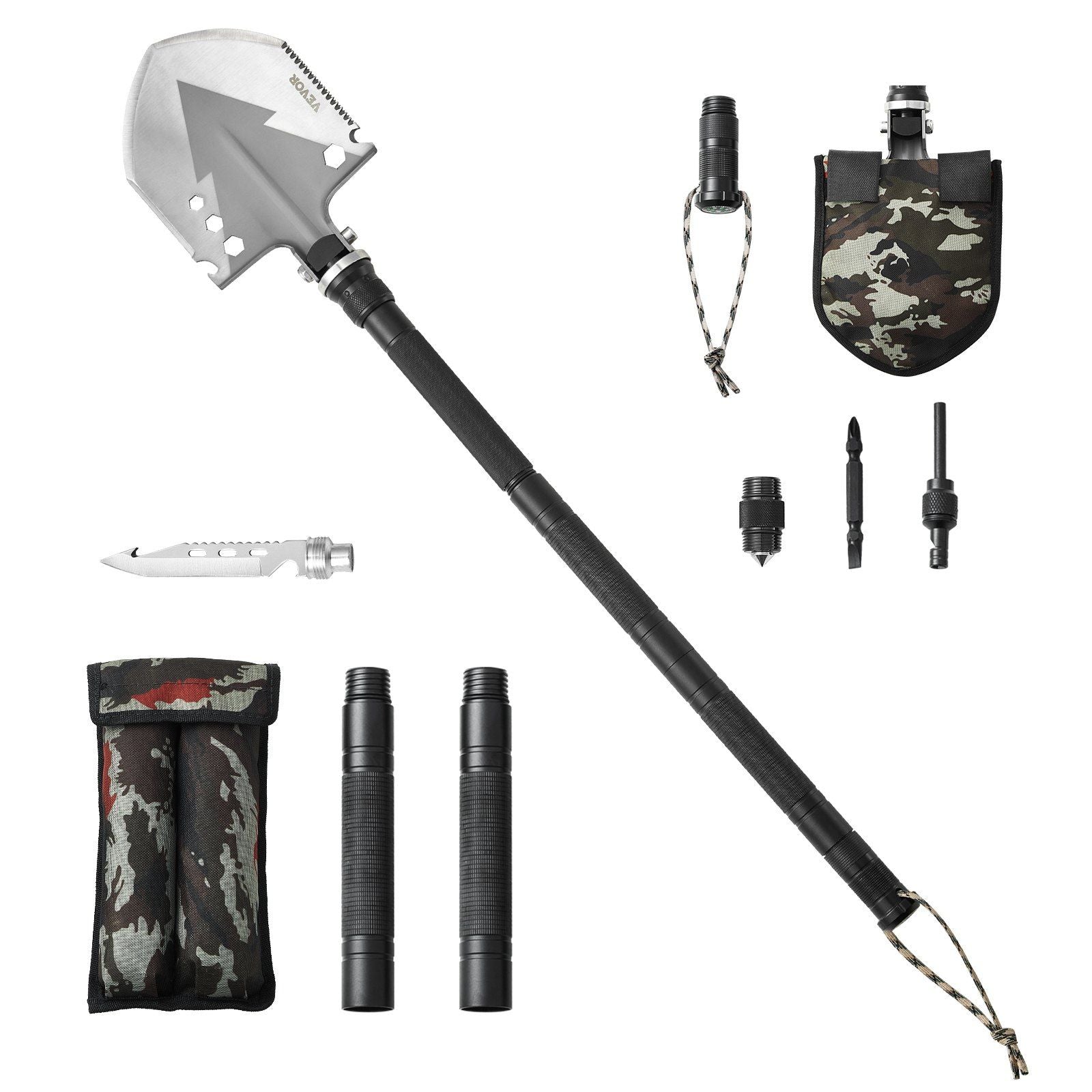 Survival Shovel 11 in 1 Camping Shovel Folding Multitool Portable Compact - Discount Msrp 