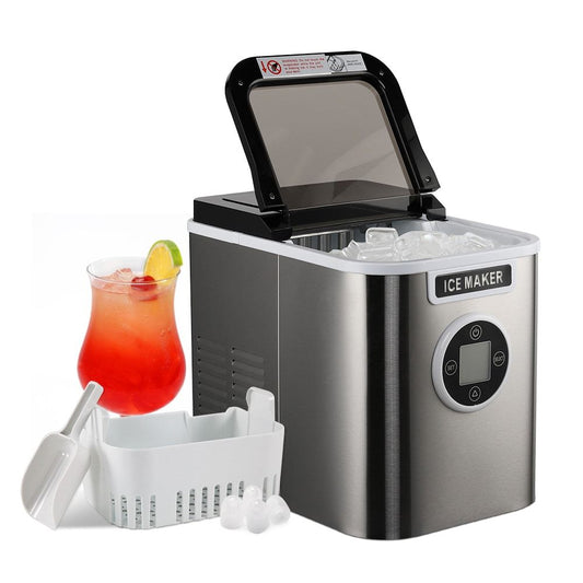Countertop Ice Maker with 9 Bullet Ice in 7 Mins, Portable Ice Machine with Ice Scoop and Basket , 26.5lbs/24H, Self-Cleaning,Stainless,for Home Office Bar Party - Discount Msrp 