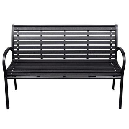 Patio Bench Black 45.7" Steel and WPC - Discount Msrp 