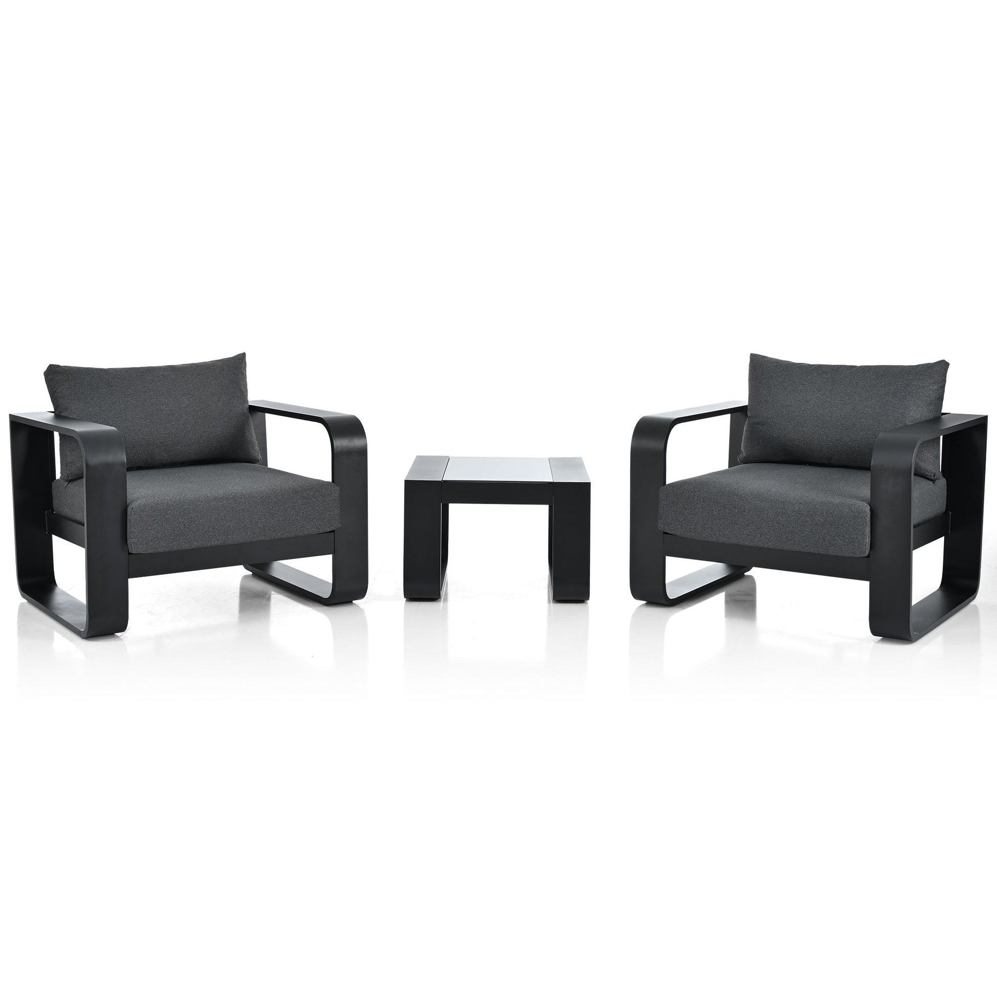 3-pieces Aluminum Frame Patio Furniture With 6.7" Thick Cushion And Coffee Table, All Weather Use Olefin fabric Outdoor Chair - Discount Msrp 