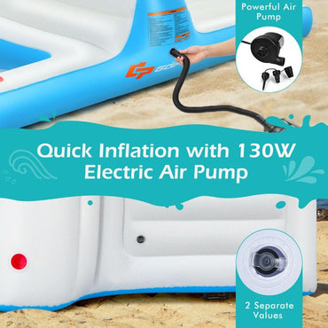 Floating 4-Person Inflatable Lounge Raft with 130W Electric Air - Discount Msrp 