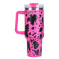 40oz 5D cowprint Insulated Tumbler With Handle And Straw Lid Portable Large Capacity water bottle, Heat preservation,304 Stainless Steel Cup For Outdoor Sports, Travel & Camping Birthday Gift - Discount Msrp 