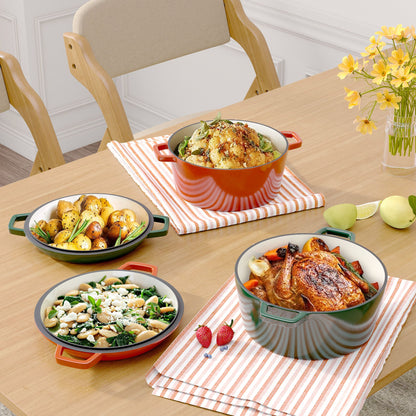 Enameled Cast Iron Dutch Oven with Serving Lid + ENCLOSED THERMAL CIRCLE Design - Discount Msrp 