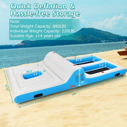 Floating 4-Person Inflatable Lounge Raft with 130W Electric Air - Discount Msrp 