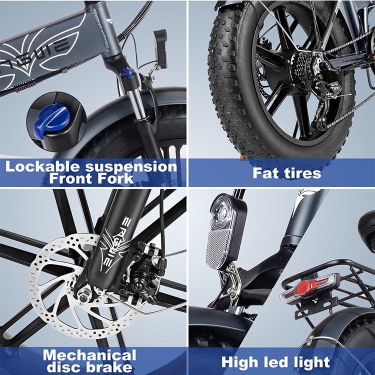 ENGWE EP-2PRO 48V13Ah 45km/h 20 Inch Fat Tire 750W Mountain Electric Bicycle - Discount Msrp 